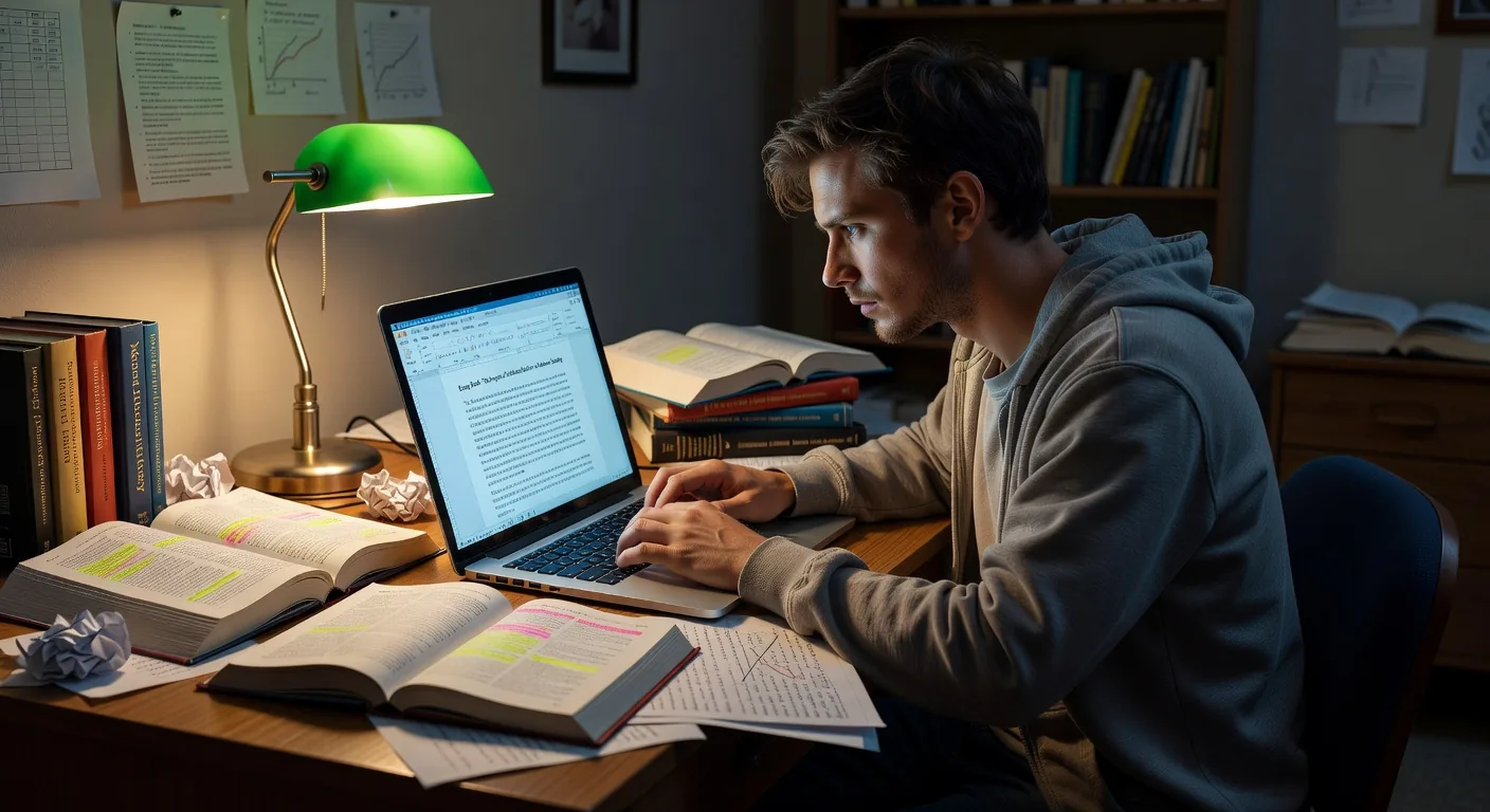 A focused learner applying practical knowledge and developing life skills through careful study